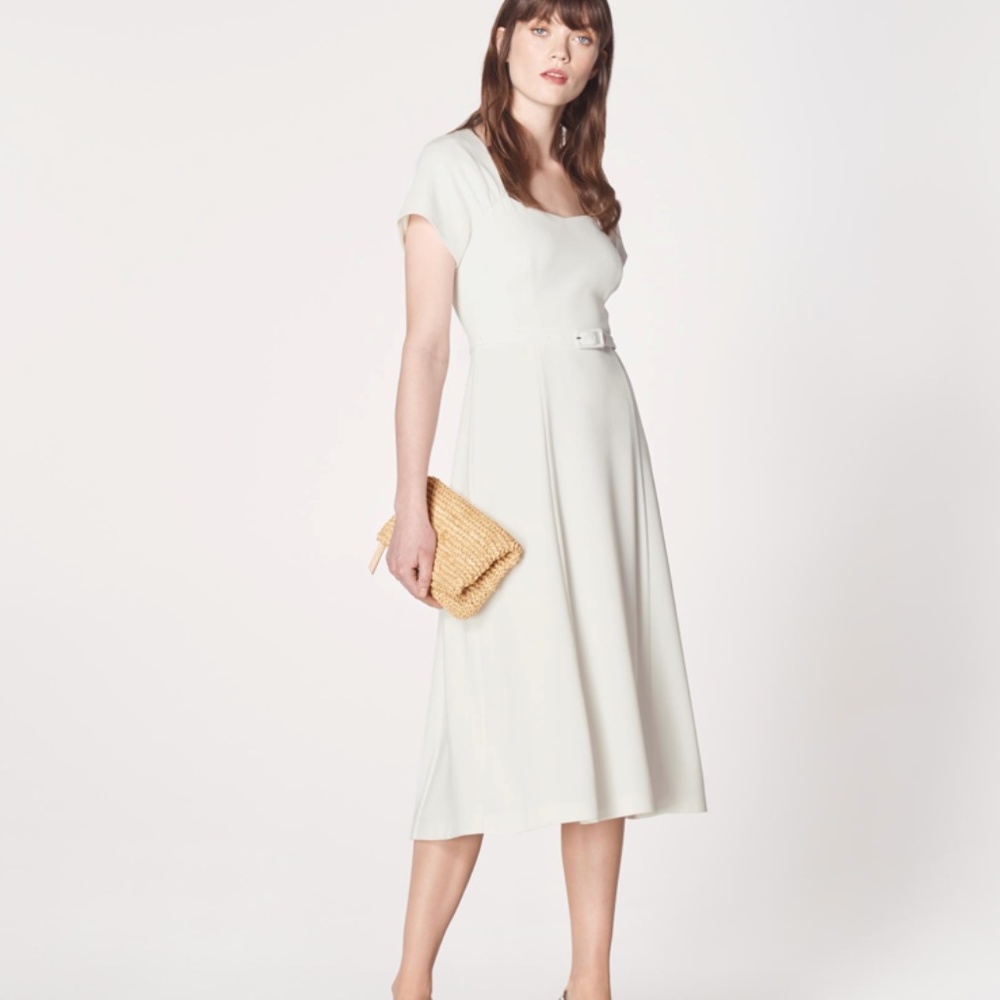 LK Bennett Emmy Dress Crepe Belted Flare DRess 12